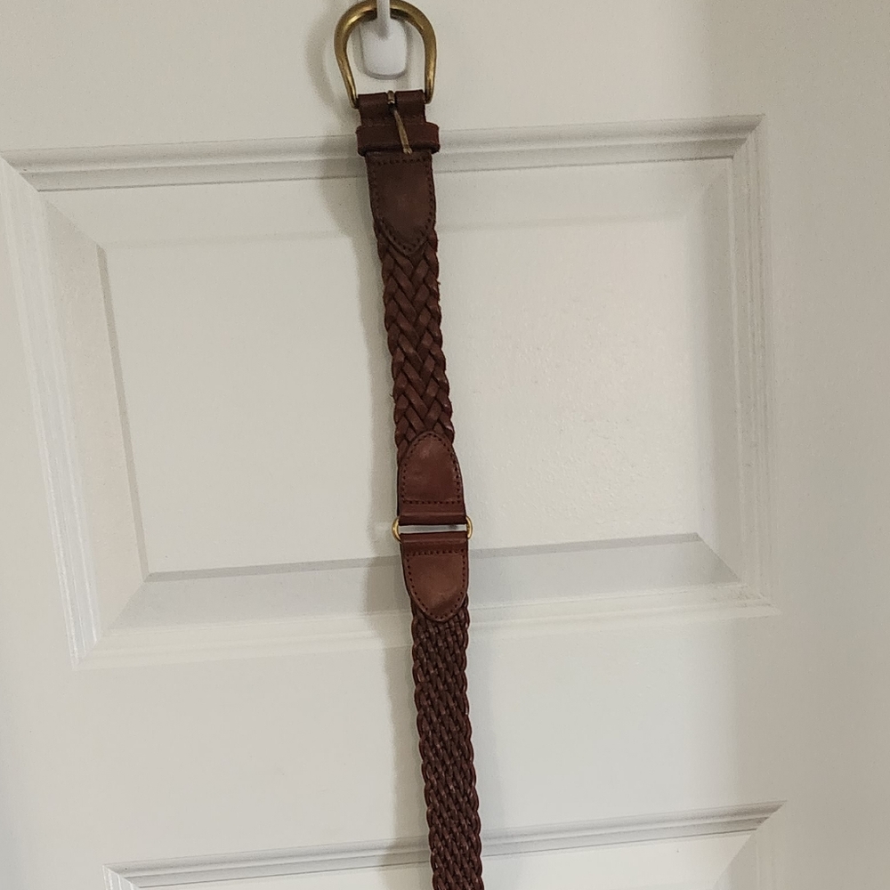 Vintage Fossil Genuine Leather Belt with Gold Accent